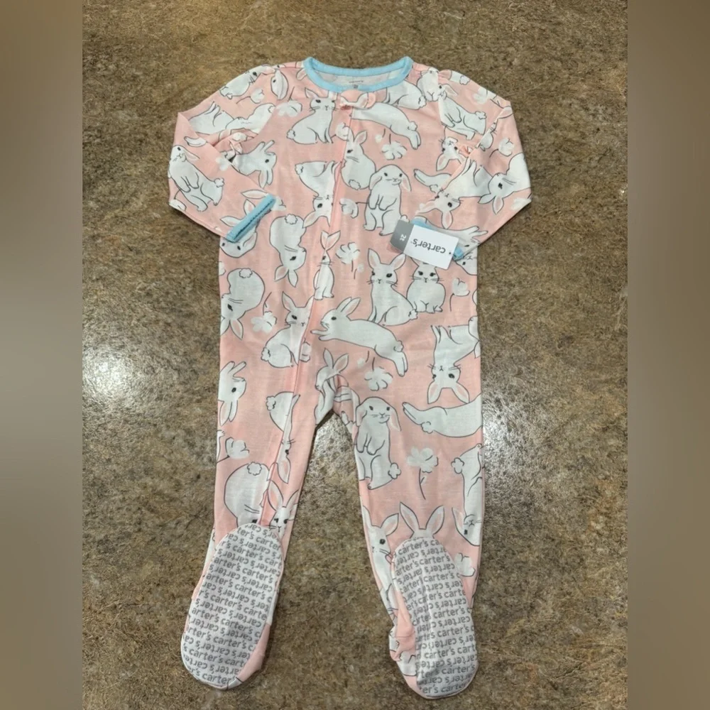 New Carter’s Pink Bunny Footed Pajamas – Size 2T